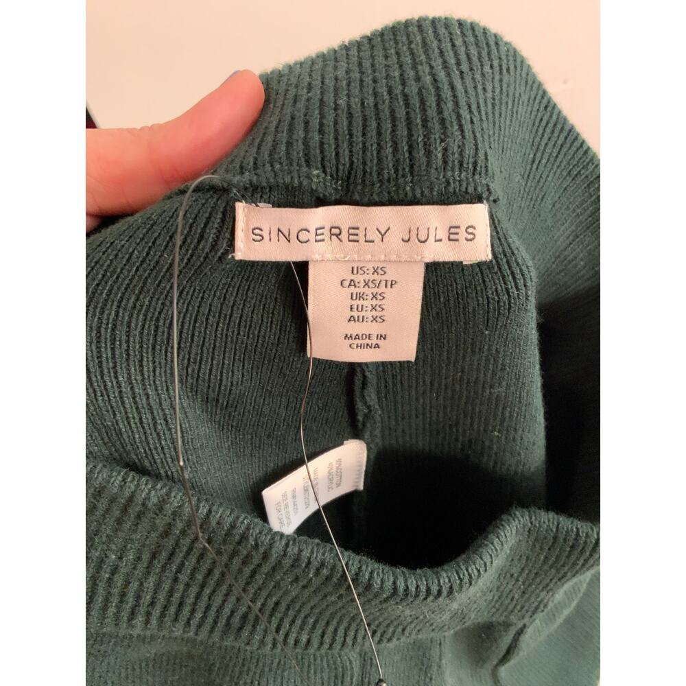 Sincerely Jules Green knit pants NWT size xs - Picture 4 of 4